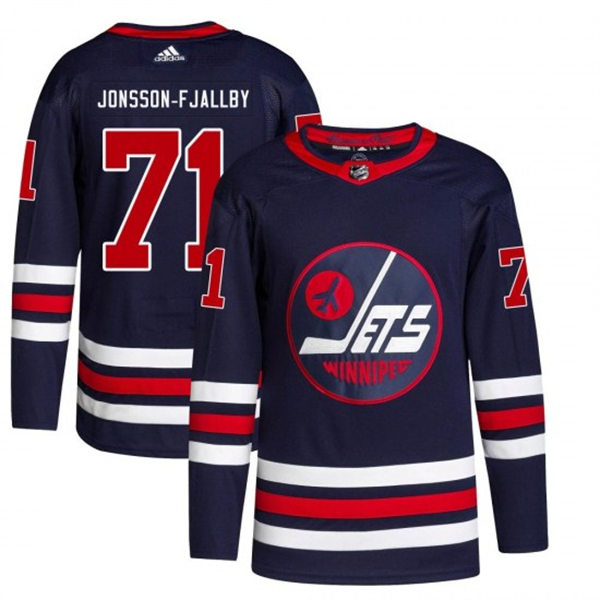  Men's Winnipeg Jets #71 Axel Jonsson-Fjallby adidas 2021-22 Navy Heritage Classic Jersey 