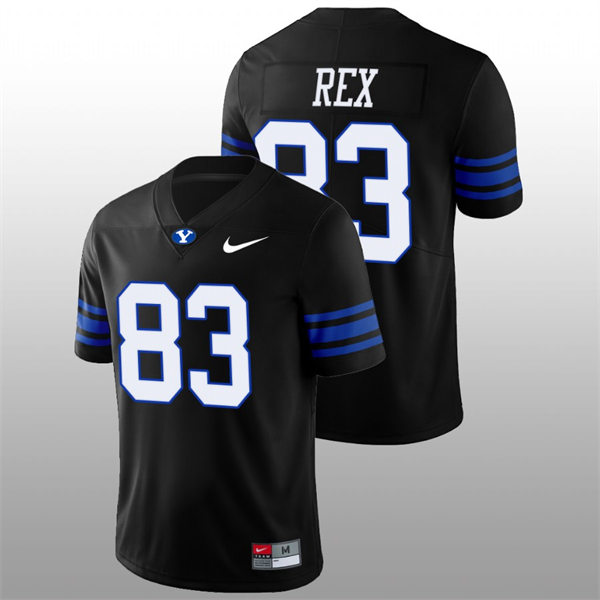  Men's Youth BYU Cougars #83 Isaac Rex BYU Cougars 2022 Shamrock Series Black Football #83 Jersey 
