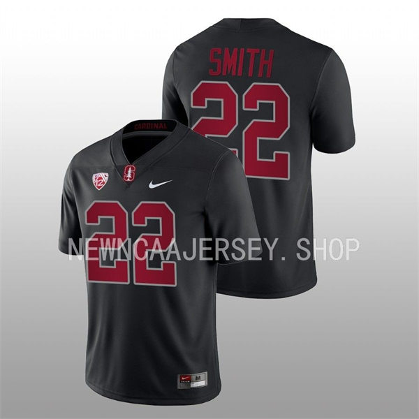  Men's Youth Stanford Cardinal #22 E. J. Smith 2022 Black College Football Game Jersey 
