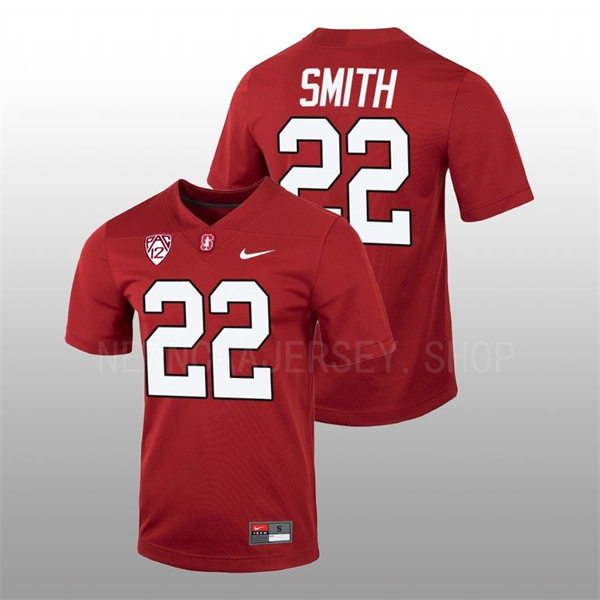  Men's Youth Stanford Cardinal #22 E. J. Smith 2022 Cardinal College Football Game Jersey 