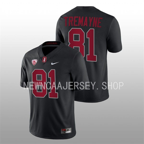  Men's Youth Stanford Cardinal #81 Brycen Tremayne 2022 Black College Football Game Jersey 