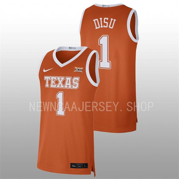  Men's Youth Texas Longhorns #1 Dylan Disu 2022 Orange College Basketball Game Jersey 