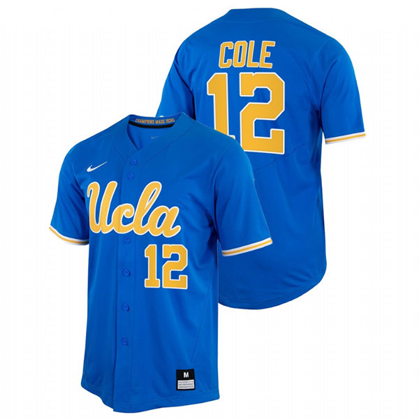  Men's Youth UCLA Bruins #12 Gerrit Cole Nike Royal College Baseball Game Jersey 