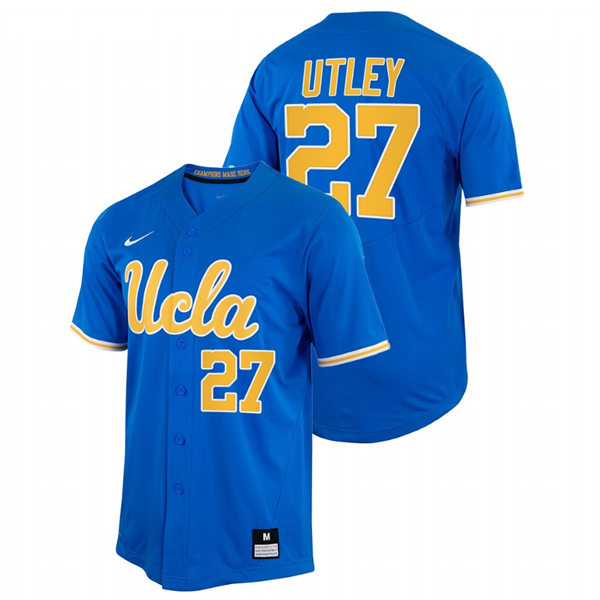  Men's Youth UCLA Bruins #27 Chase Utley Nike Royal College Baseball Game Jersey 