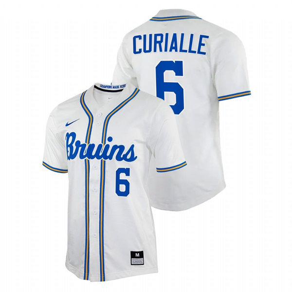  Men's Youth UCLA Bruins #6 Michael Curialle Nike White College Baseball Game Jersey 
