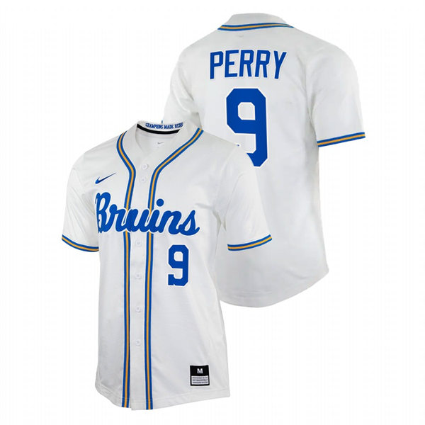  Men's Youth UCLA Bruins #9 Darius Perry Nike College Baseball Game Jersey White  