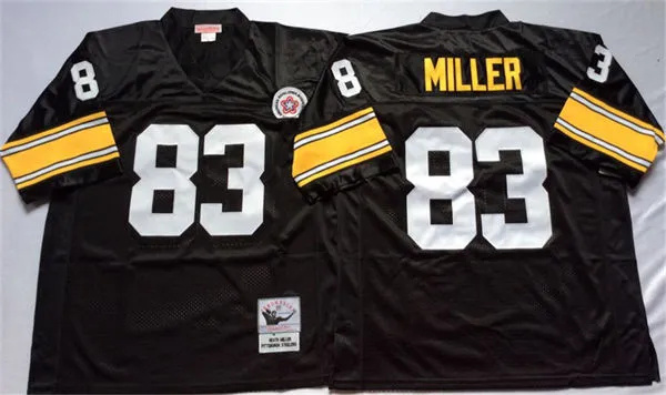  Men's pittsburgh steelers #83 Heath Miller Black Throwback Jersey 