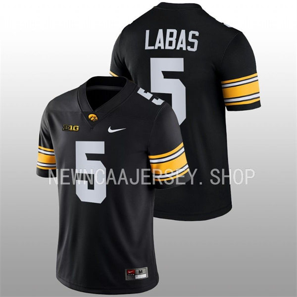  Men Youth Iowa Hawkeyes #5 Joe Labas Nike Black College Football Game Jersey 