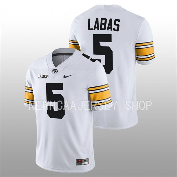  Men Youth Iowa Hawkeyes #5 Joe Labas Nike White College Football Game Jersey 