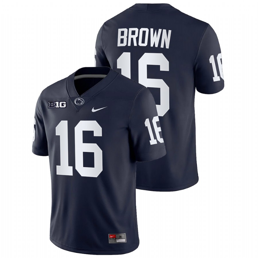  Men Youth Penn State Nittany Lions #16 Ji'Ayir Brown Navy with Name College Football Jersey 