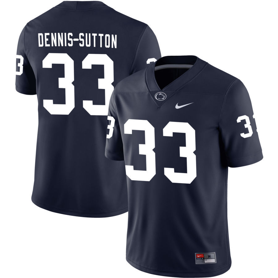  Men Youth Penn State Nittany Lions #33 Dani Dennis-Sutton Navy with Name College Football Jersey 