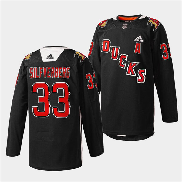  Mens Anaheim Ducks #33 Jakob Silfverberg Black Practice 2022 Angels Night Jersey 