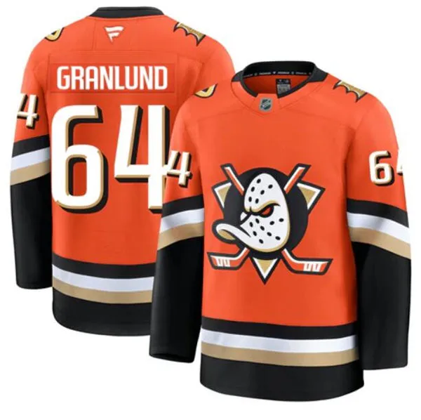  Mens Anaheim Ducks #64 Mikael Granlund Fanatics 2025 Orange Home Jersey 