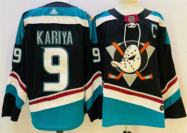  Mens Anaheim Ducks #9 Paul Kariya Adidas Black Alternate Bargain Jersey 