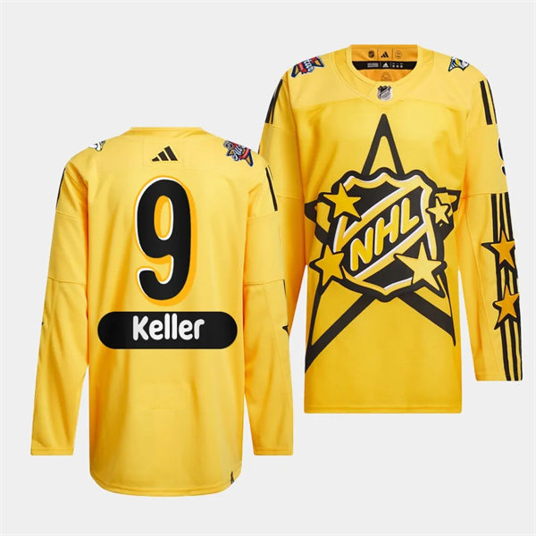  Mens Arizona Coyotes  #9 Clayton Keller Yellow 2024 NHL All-Star Game drew house Primegreen Jersey 