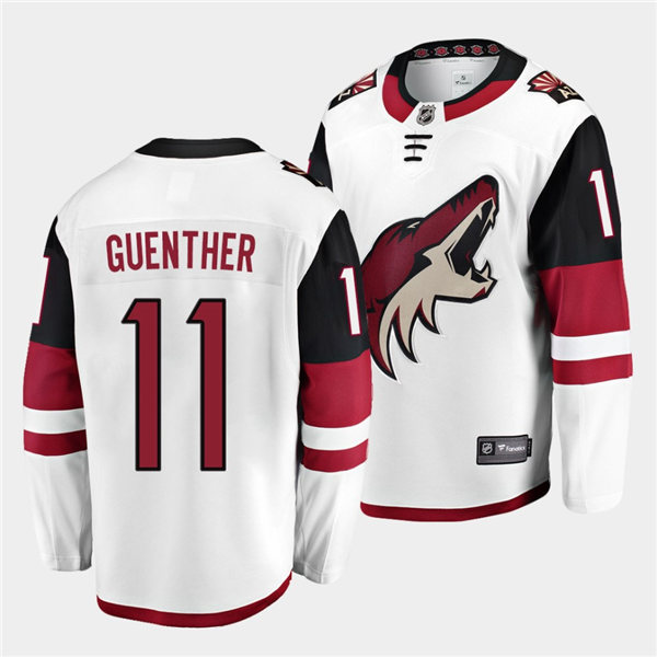  Mens Arizona Coyotes #11 Dylan Guenther Sitched Adidas Away White Jersey 