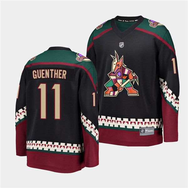  Mens Arizona Coyotes #11 Dylan Guenther adidas Black Alternate Retro Jersey 