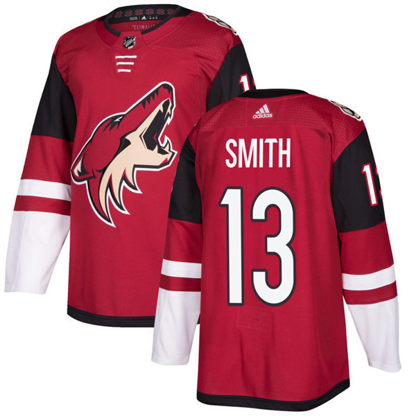  Mens Arizona Coyotes #13 Nathan Smith Adidas Home Maroon Jersey 