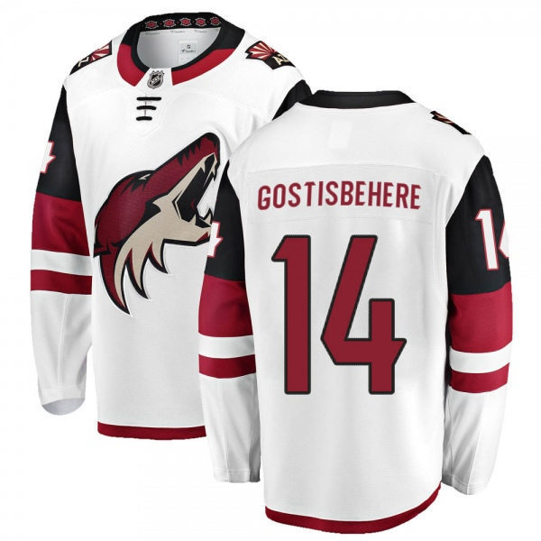  Mens Arizona Coyotes #14 Shayne Gostisbehere Adidas Away White Jersey 