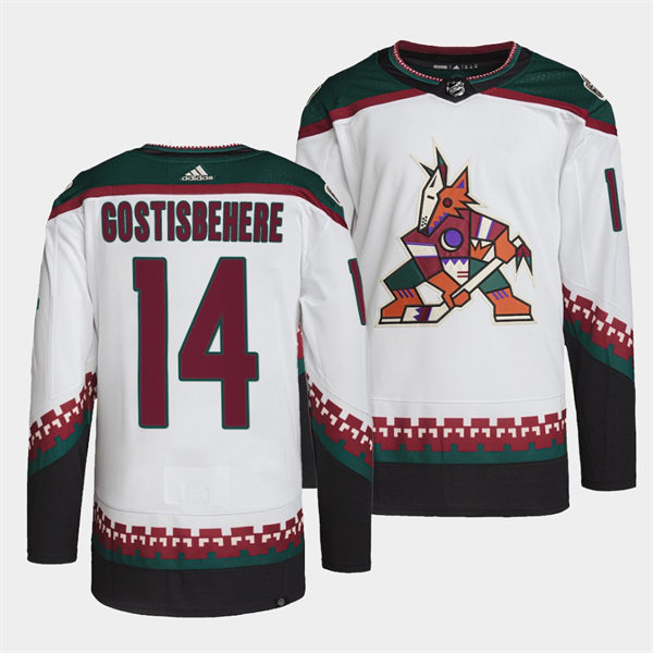  Mens Arizona Coyotes #14 Shayne Gostisbehere Adidas White Away Classics Jersey 
