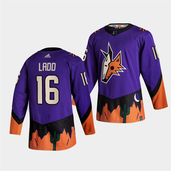  Mens Arizona Coyotes #16 Andrew Ladd Adidas Purple 2021 Reverse Retro Jersey 