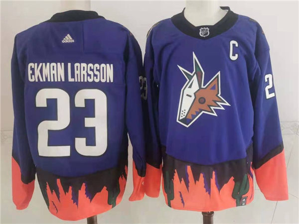 Mens Arizona Coyotes #23 Oliver Ekman-Larsson Adidas Purple 2021 Reverse Retro Jersey 