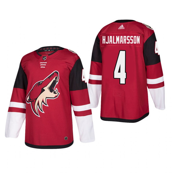  Mens Arizona Coyotes #4 Niklas Hjalmarsson Sitched Adidas Home Maroon Jersey 