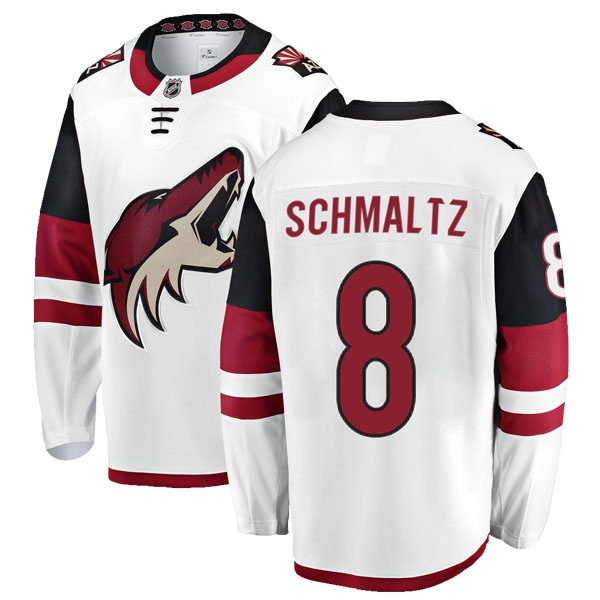 Mens Arizona Coyotes #8 Nick Schmaltz Adidas Away White Jersey 