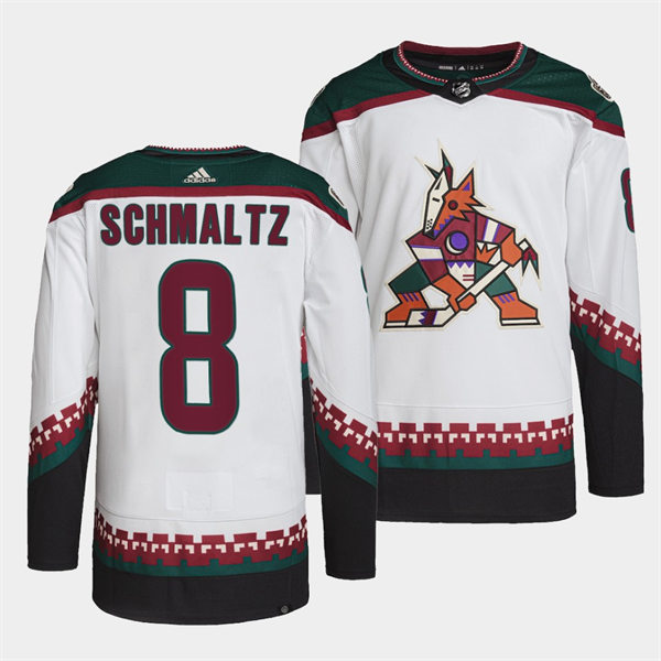  Mens Arizona Coyotes #8 Nick Schmaltz Adidas White Away Classics Jersey 