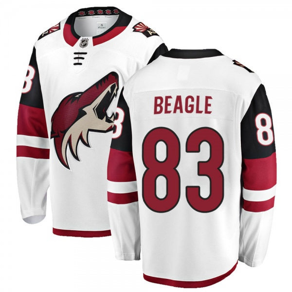  Mens Arizona Coyotes #83 Jay Beagle Adidas Away White Jersey 