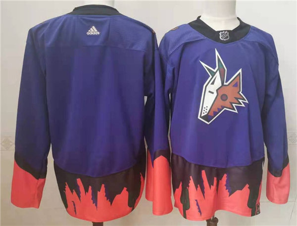  Mens Arizona Coyotes Blank Adidas Purple 2021 Reverse Retro Jersey 