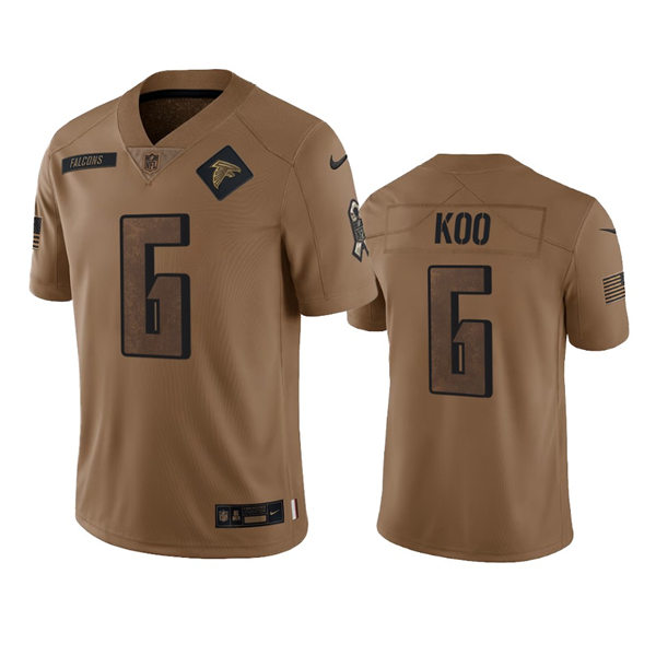  Mens Atlanta Falcons #6 Younghoe Koo Brown 2023 Salute To Service Limited Jersey 