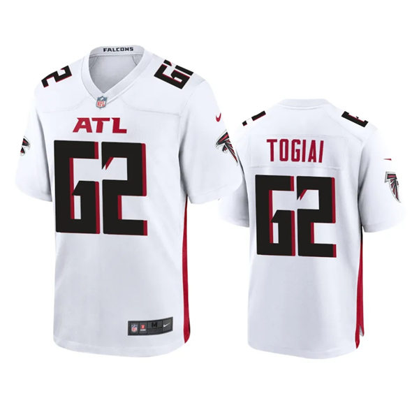  Mens Atlanta Falcons #62 Tommy Togiai Nike White Vapor Limited Jersey 