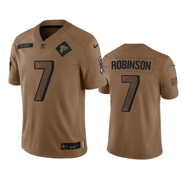  Mens Atlanta Falcons #7 Bijan Robinson Brown 2023 Salute To Service Limited Jersey 