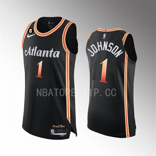  Mens Atlanta Hawks #1 Jalen Johnson Black 2022-23 City Edition Swingman Jersey  