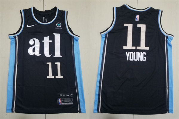  Mens Atlanta Hawks #11 Trae Young 2023-24 ATL City Edition Swingman Jersey Black 