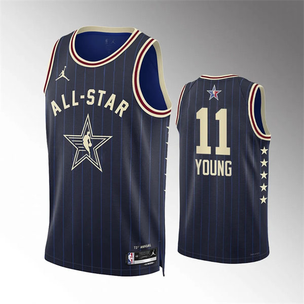  Mens Atlanta Hawks #11 Trae Young Navy 2024 NBA All-Star Game Swingman Jersey 
