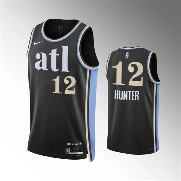  Mens Atlanta Hawks #12 De'Andre Hunter 2023-24 ATL City Edition Swingman Jersey Black 