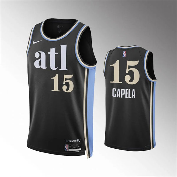  Mens Atlanta Hawks #15 Clint Capela 2023-24 ATL City Edition Swingman Jersey Black 
