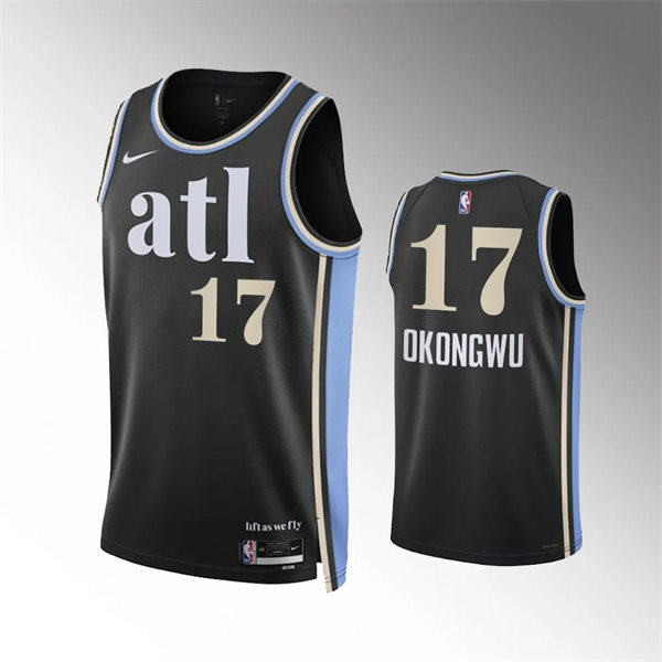  Mens Atlanta Hawks #17 Onyeka Okongwu 2023-24 ATL City Edition Swingman Jersey Black 