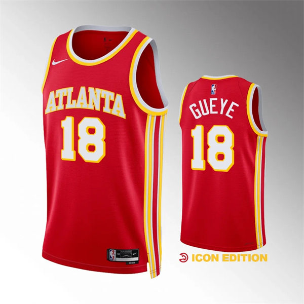  Mens Atlanta Hawks #18 Mouhamed Gueye 2023-24 Red Icon Edition Swingman Jersey 