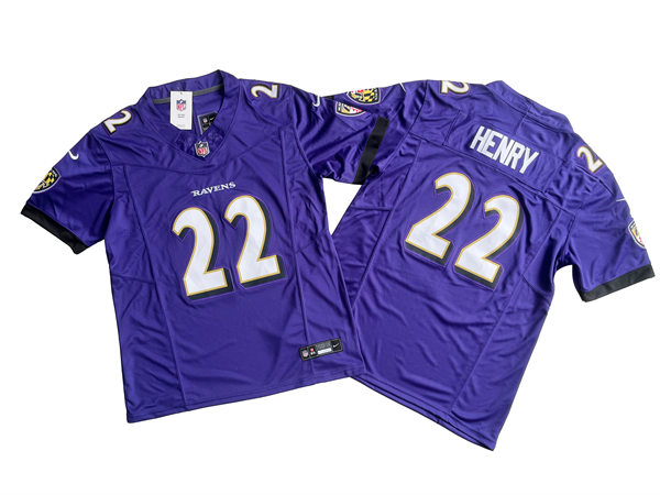  Mens Baltimore Ravens #22 Derrick Henry Nike Purple Vapor Limited Jersey 