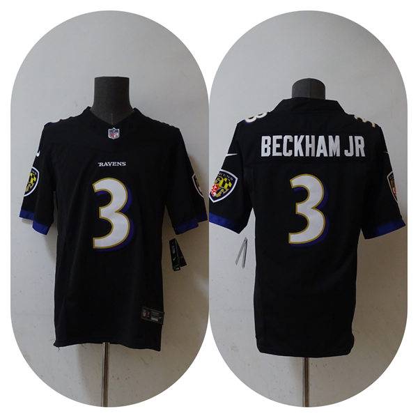  Mens Baltimore Ravens #3 Odell Beckham Jr. Nike Black Vapor F.U.S.E. Limited Jersey 