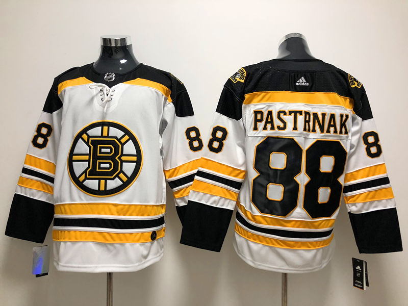  Mens Boston Bruin #88 David Pastrnak adidas Away White Jersey 