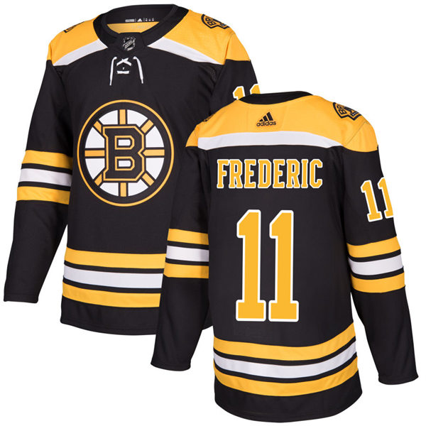  Mens Boston Bruins #11 Trent Frederic adidas Black Home Primegreen Player Jersey 
