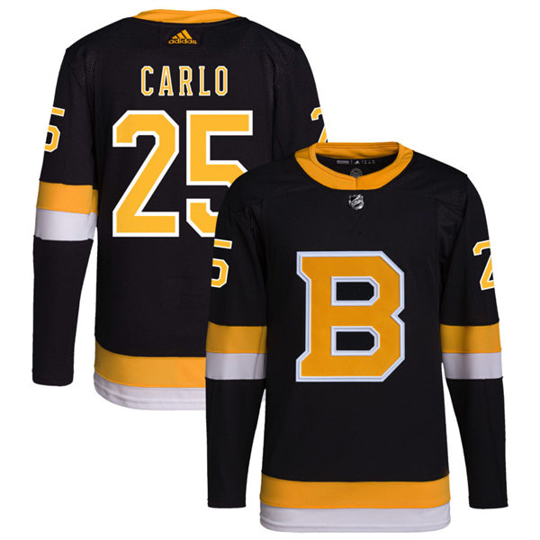  Mens Boston Bruins #25 Brandon Carlo adidas Black Alternate Retro Jersey 