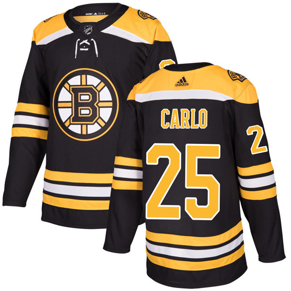  Mens Boston Bruins #25 Brandon Carlo adidas Black Home Primegreen Player Jersey 