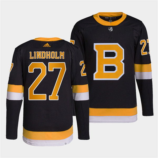  Mens Boston Bruins #27 Hampus Lindholm adidas Black Alternate Retro Jersey 
