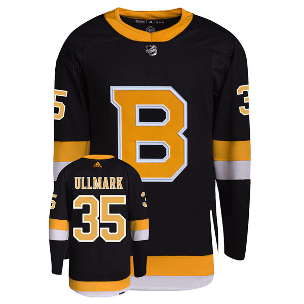  Mens Boston Bruins #35 Linus Ullmark adidas Third Black 1948 Retro Jersey 