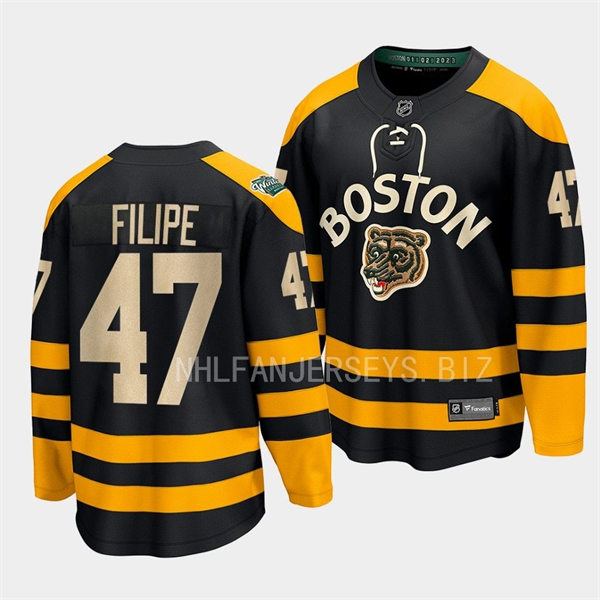  Mens Boston Bruins #47 Matt Filipe 2023 Winter Classic Player Jersey Black 